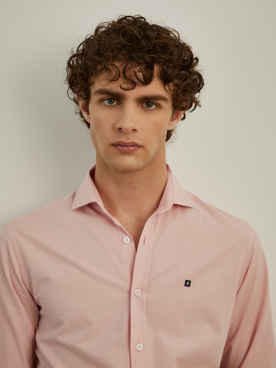 Camisa slim fit seersucker