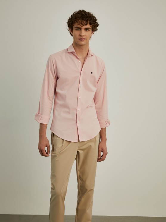 Camisa slim fit seersucker