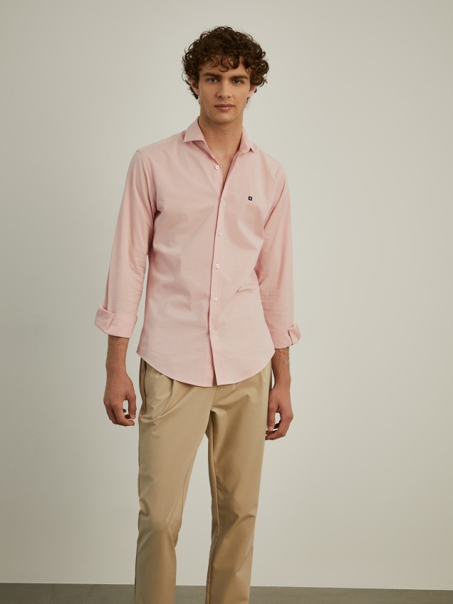 Camisa slim fit seersucker
