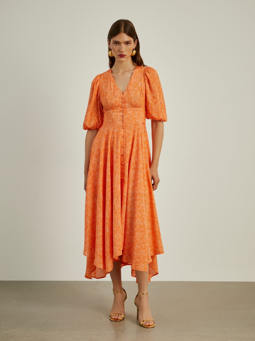 Vestido midi manga curta