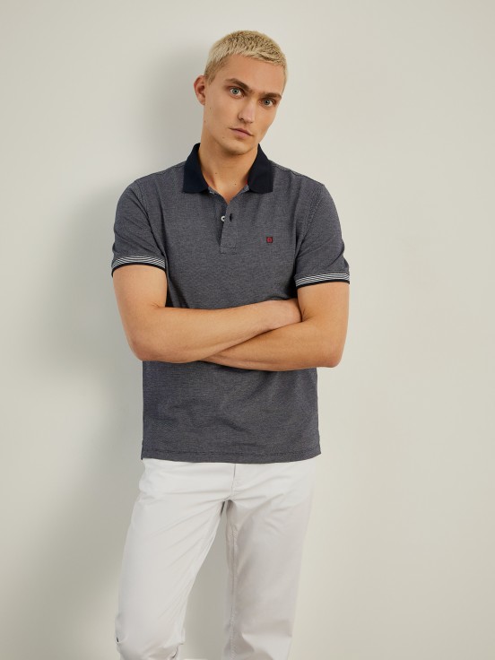 Two-tone knit piqu polo