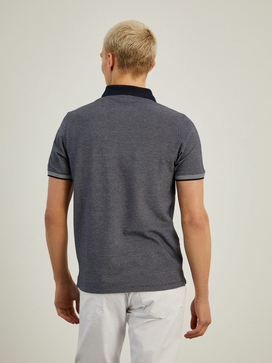 Two-tone knit piqu polo