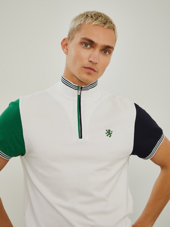 Piqu polo with zip