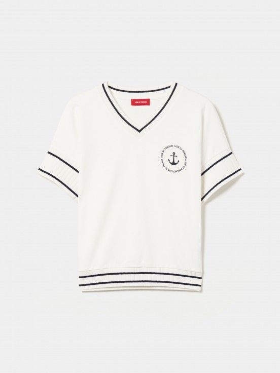 Camiseta bicolor manga corta