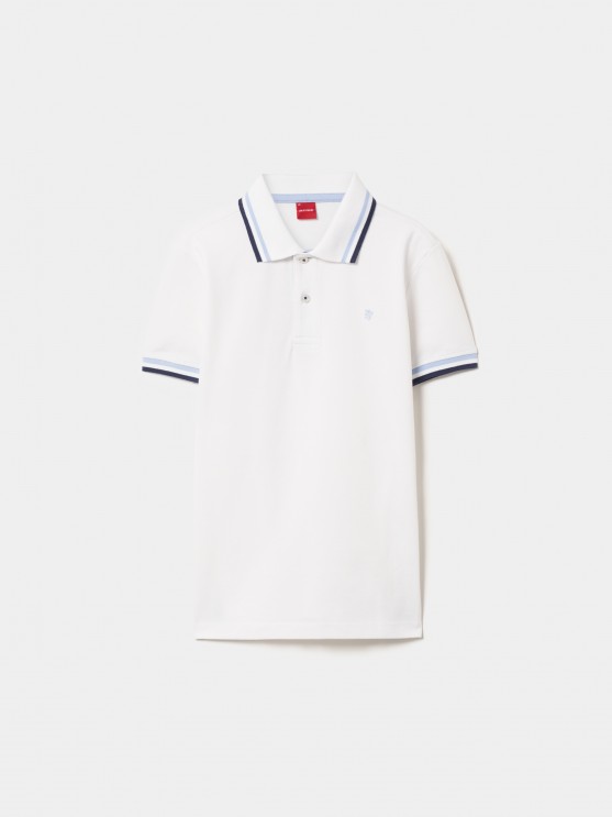 Striped cotton polo shirt
