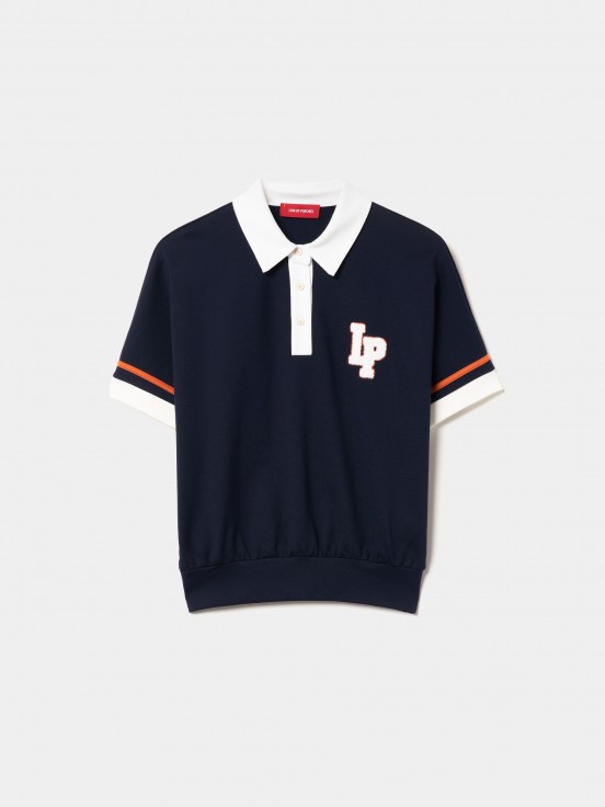 Polo de malha tricolor