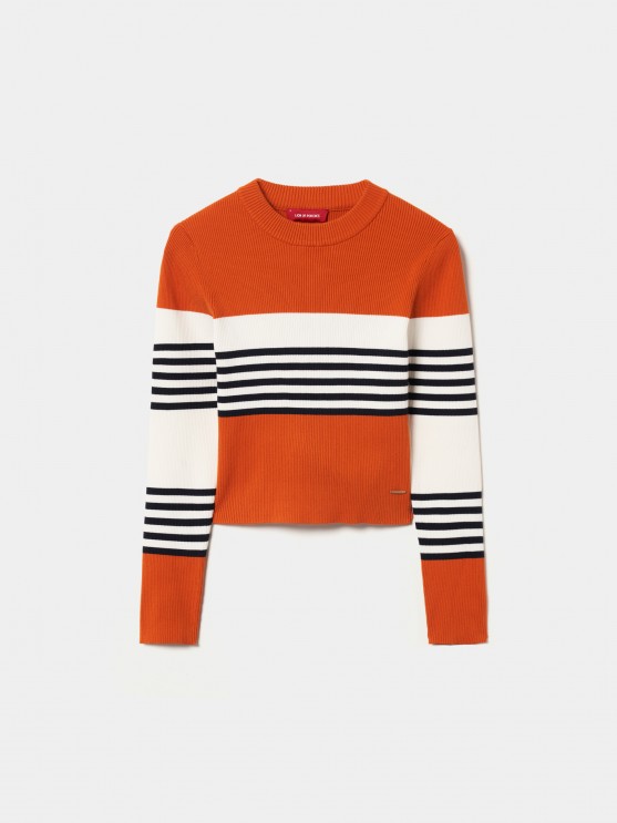 Ribbed striped sweater