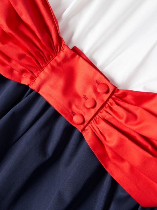 Vestido comprido tricolor