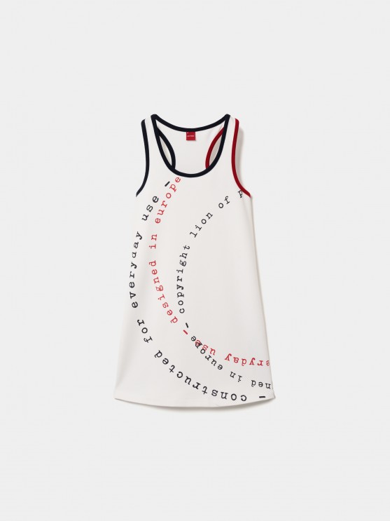 Sleeveless dress with message