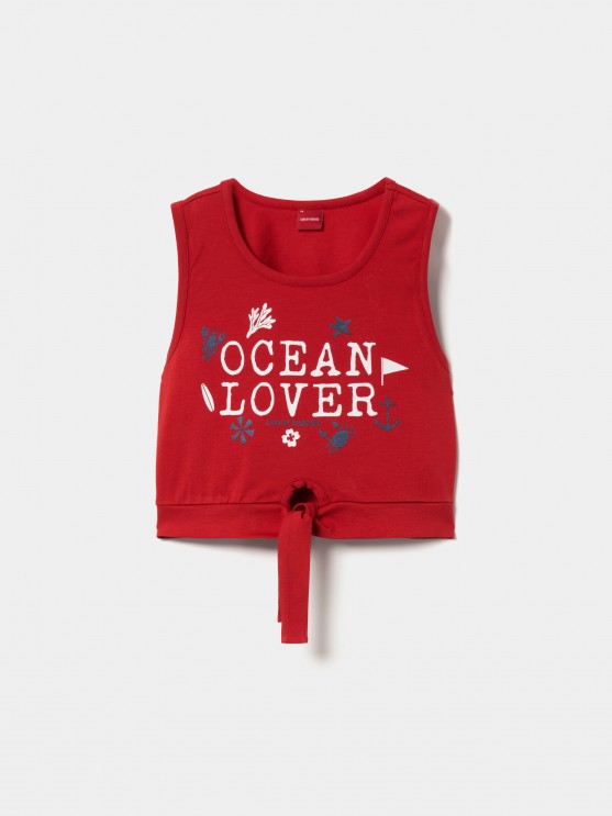 Sleeveless top with message