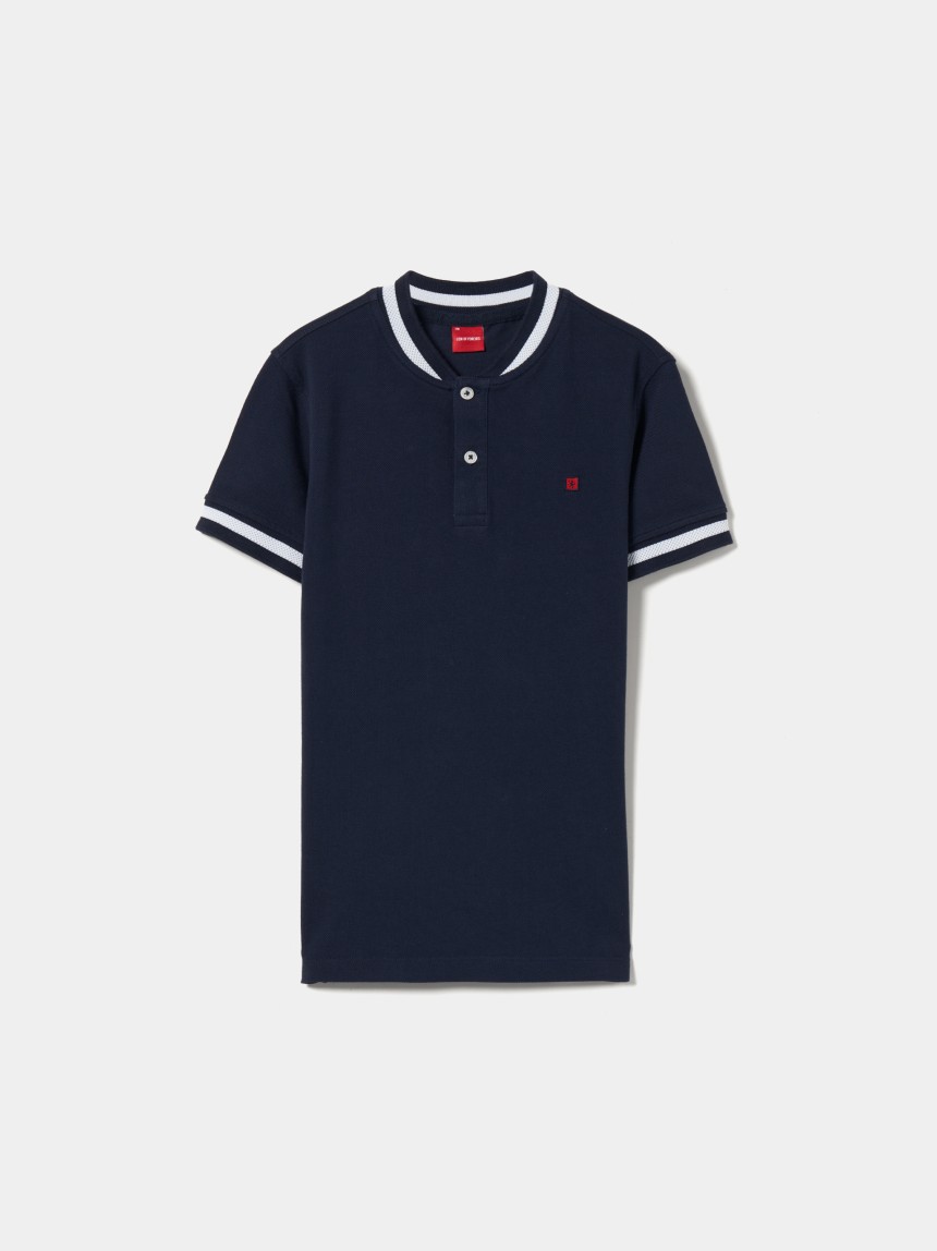 Two-tone pique polo shirt