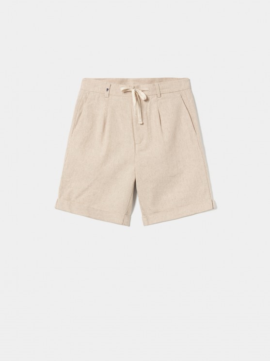 Cotton/linen Bermuda shorts