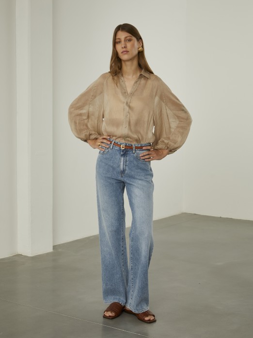 Camisa de lino y seda.