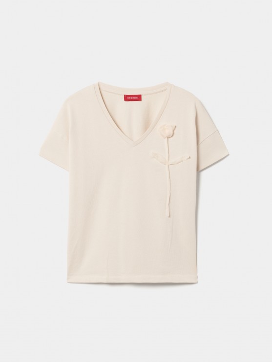T-shirt with embroidered flower