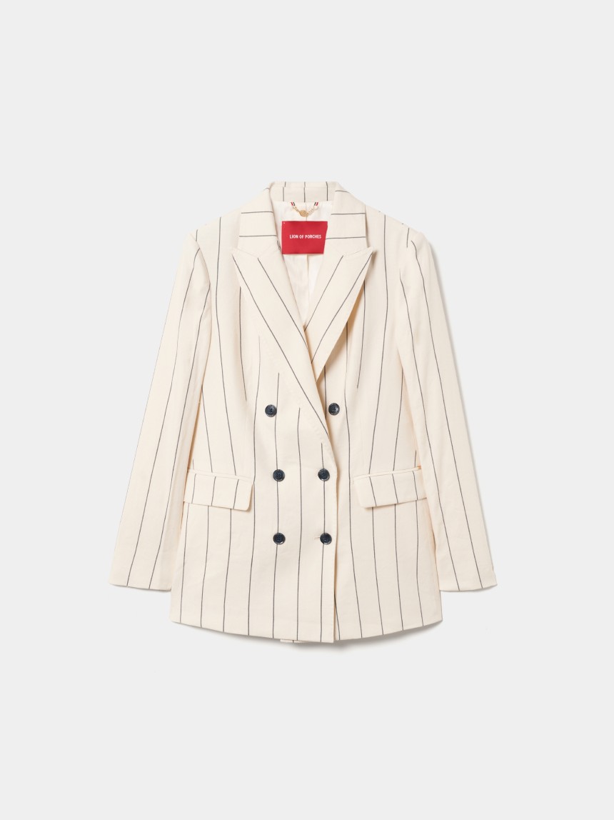 Striped double-breasted blazer
