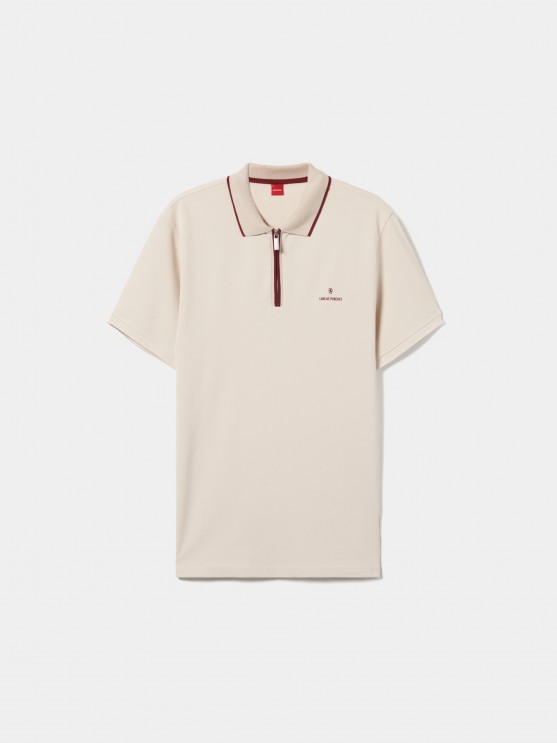 Pique polo shirt with zip