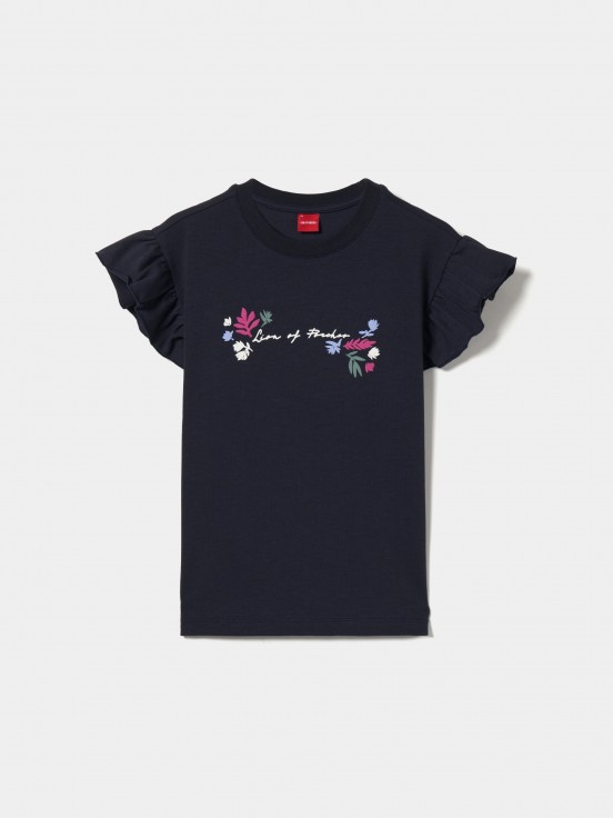 T-shirt com folho e estampado