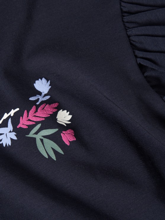 T-shirt with frill and print