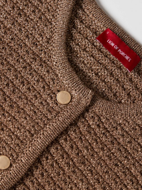 Knitted coat with lurex