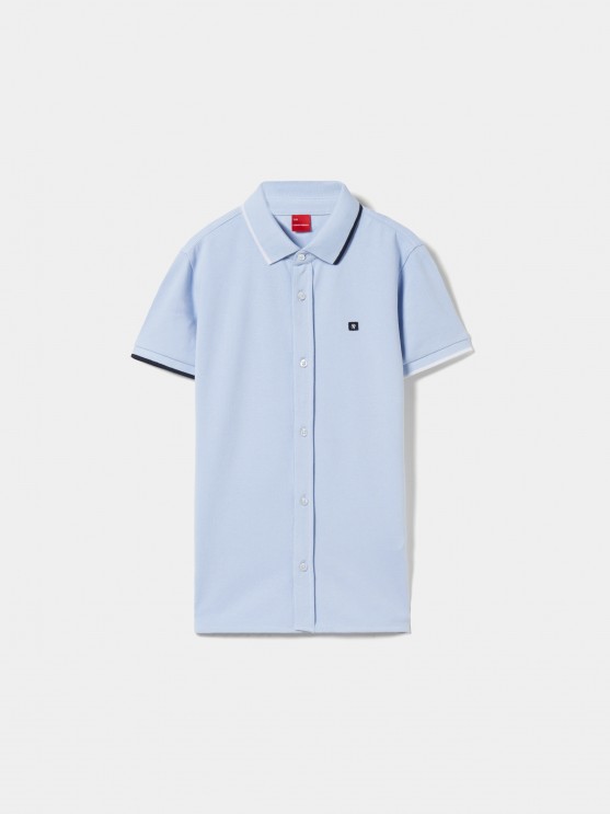 Pique knit polo shirt