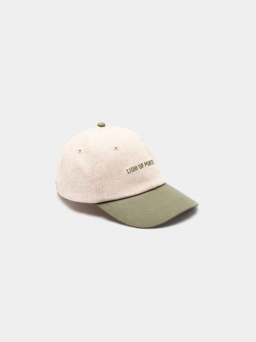 Two-tone cap with cotton and linen