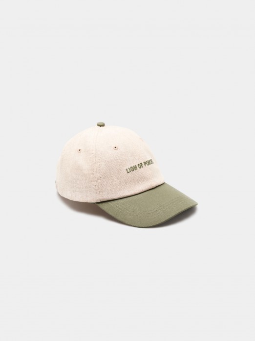 Two-tone cap with cotton and linen