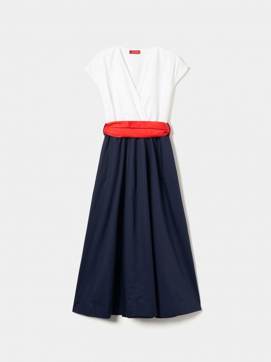 Vestido comprido tricolor
