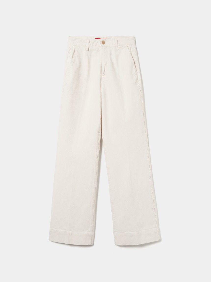 Wide leg denim pants