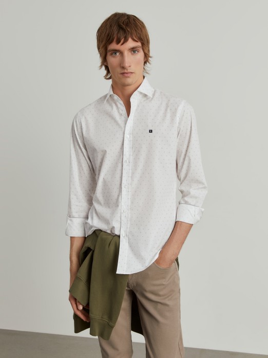 Micro pattern slim fit shirt