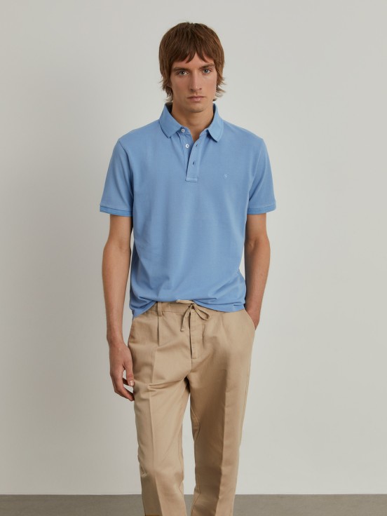 Slim fit piqu polo