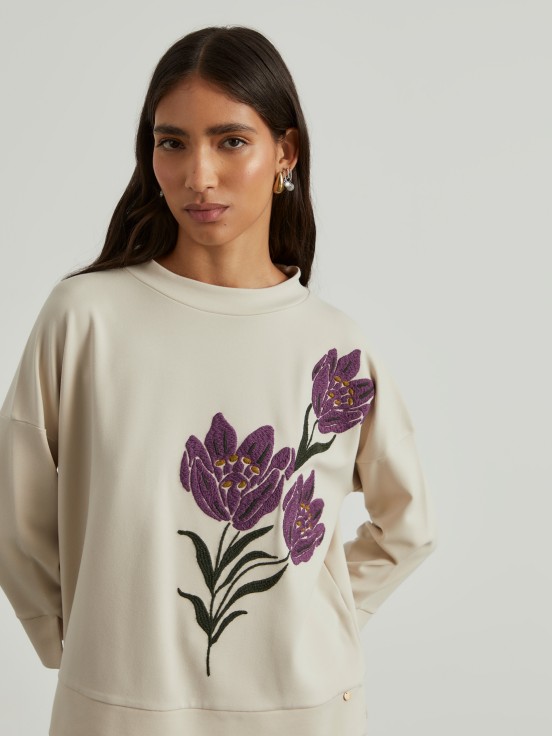 Floral embroidered sweater