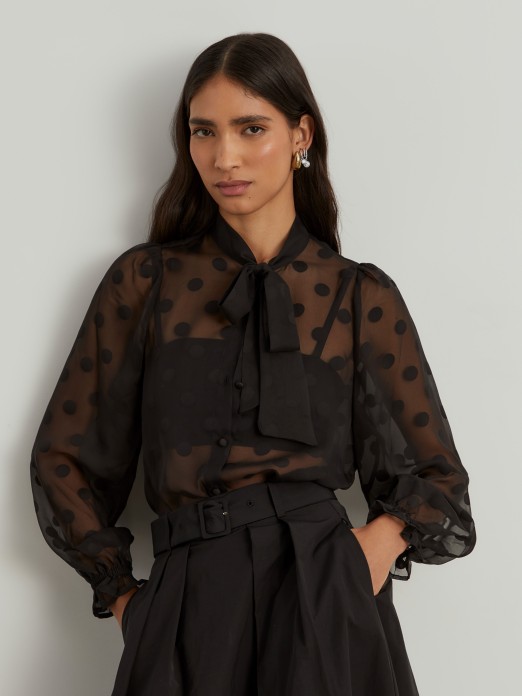 Blusa polka dots transparente