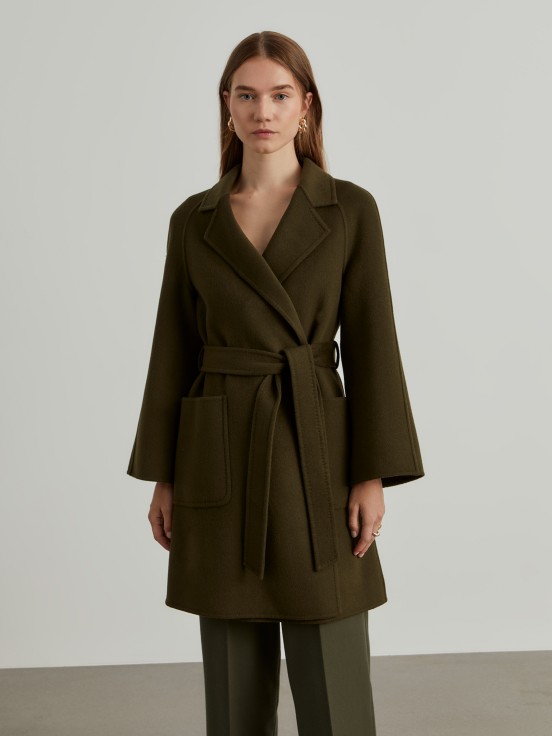 Belted wool overcoat