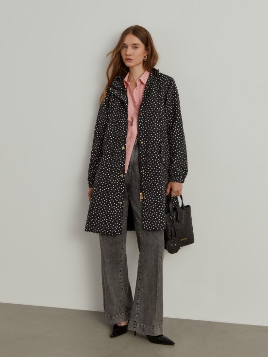 Parka polka dots com capuz