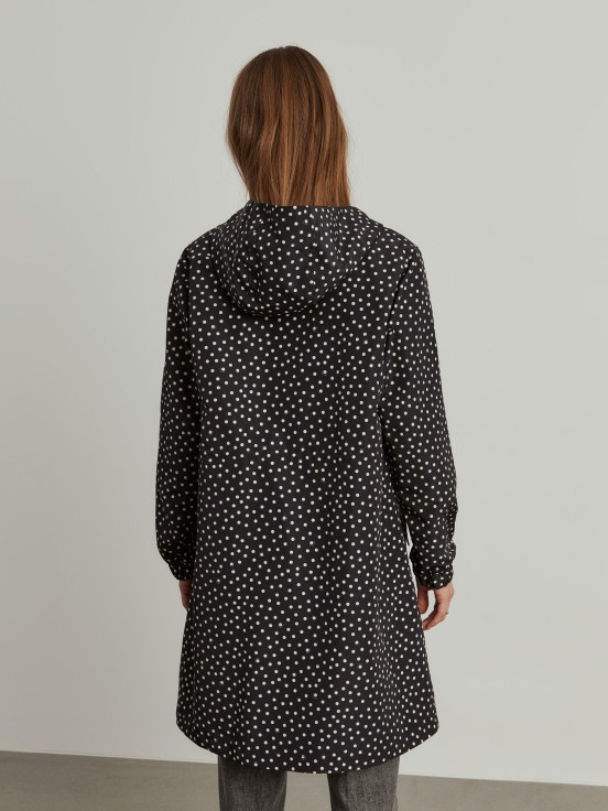 Parka polka dots com capuz