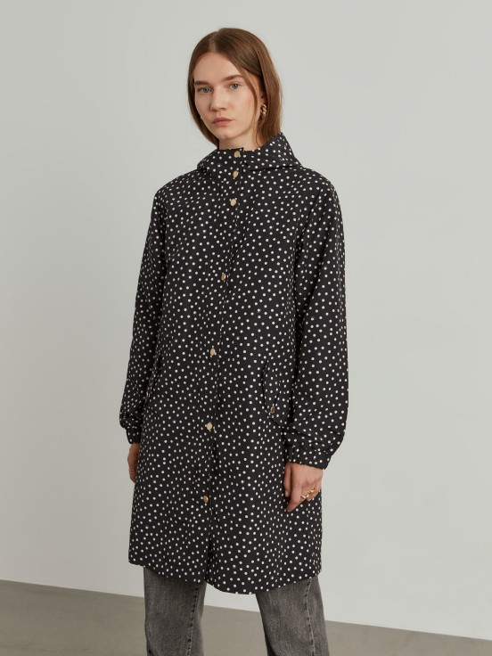 Parka polka dots com capuz