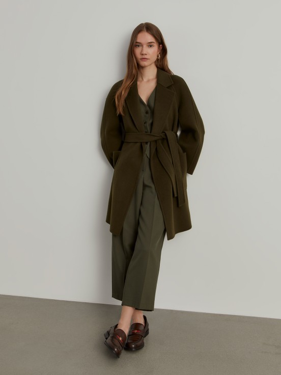 Belted wool overcoat