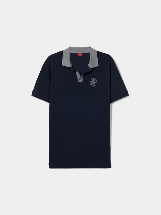 Buttonless piqu polo