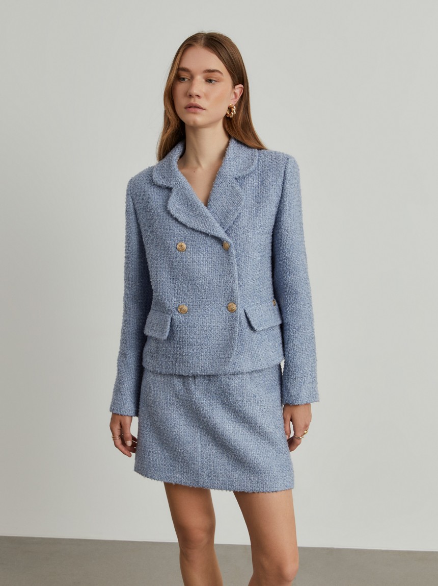 Casaco tweed cruzado