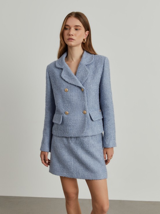 Cross tweed coat