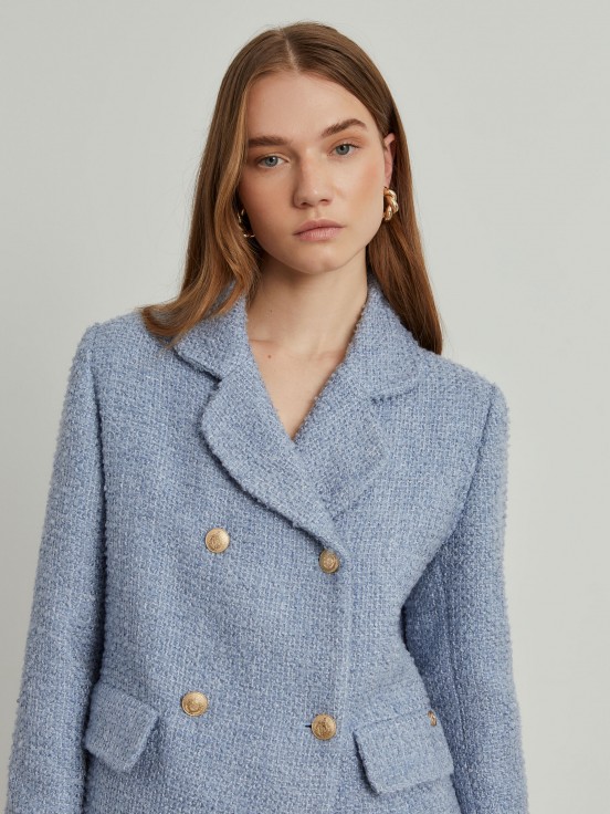 Cross tweed coat