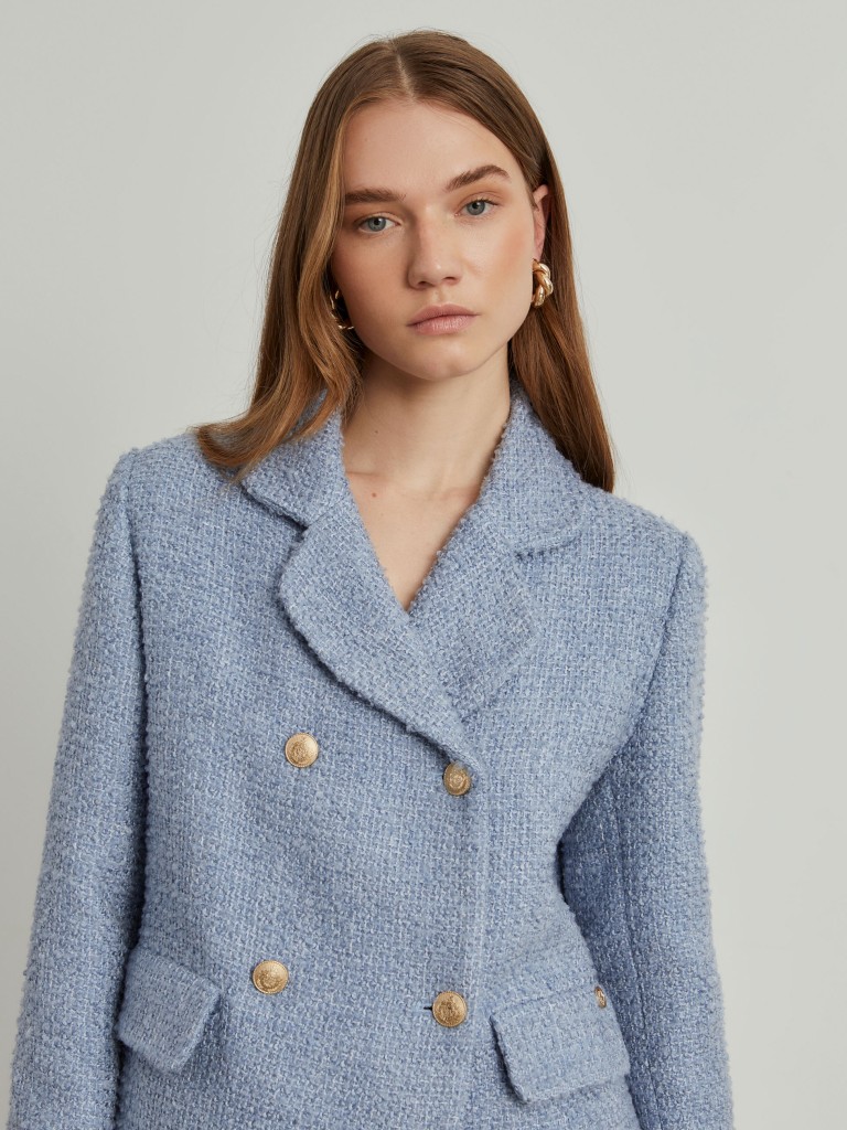Cross-over tweed jacket with pockets - LP005298_540 - LION OF PORCHES