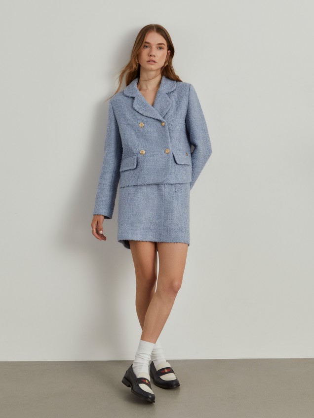 Casaco tweed cruzado