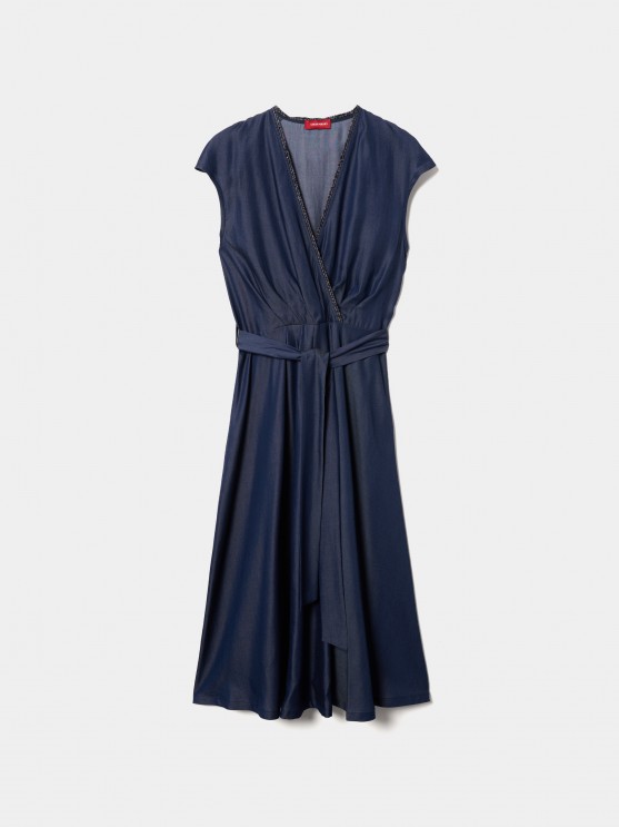 Crossover denim dress