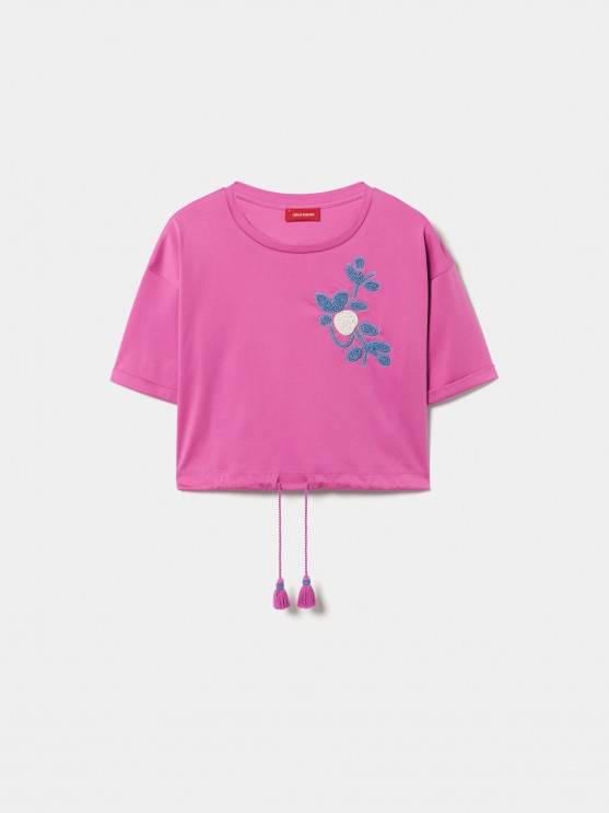 Camiseta corta con lentejuelas