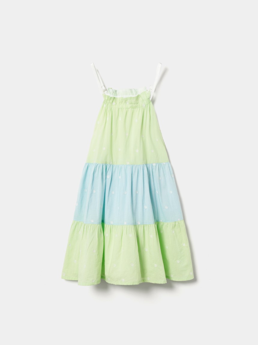 Vestido de al�as com folhos