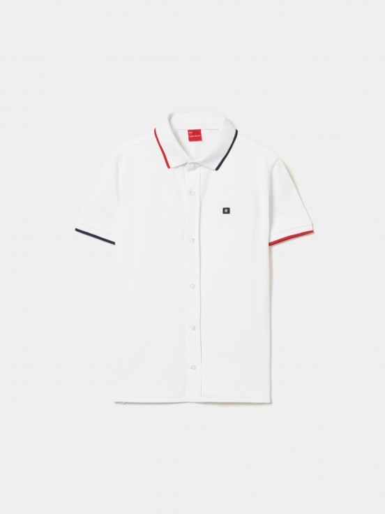 Pique knit polo shirt