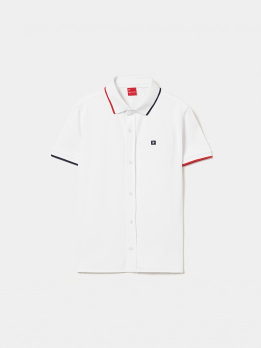 Pique knit polo shirt