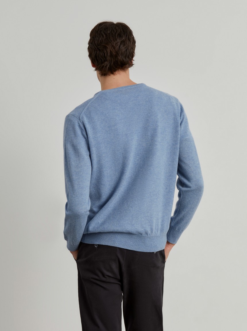 Pullover de l� decote em V