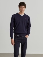 Pullover de l� decote em V